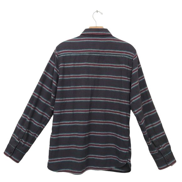 Vans Mens Flannel Shirt Medium Gray Striped Button Up Long Sleeve 100% Cotton - Picture 2 of 13